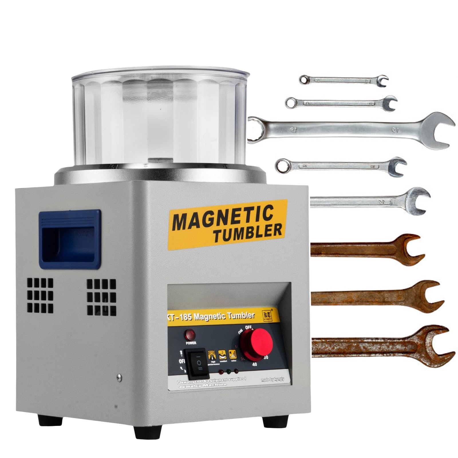 SENJINGHUA Magnetic Jewelry Polisher, Jewelry Polishing Machine, 800G Professional Drum Polisher, Bi-Directional Rotation 2000Rpm, for Jeweler, Jewelry Shop,110V
