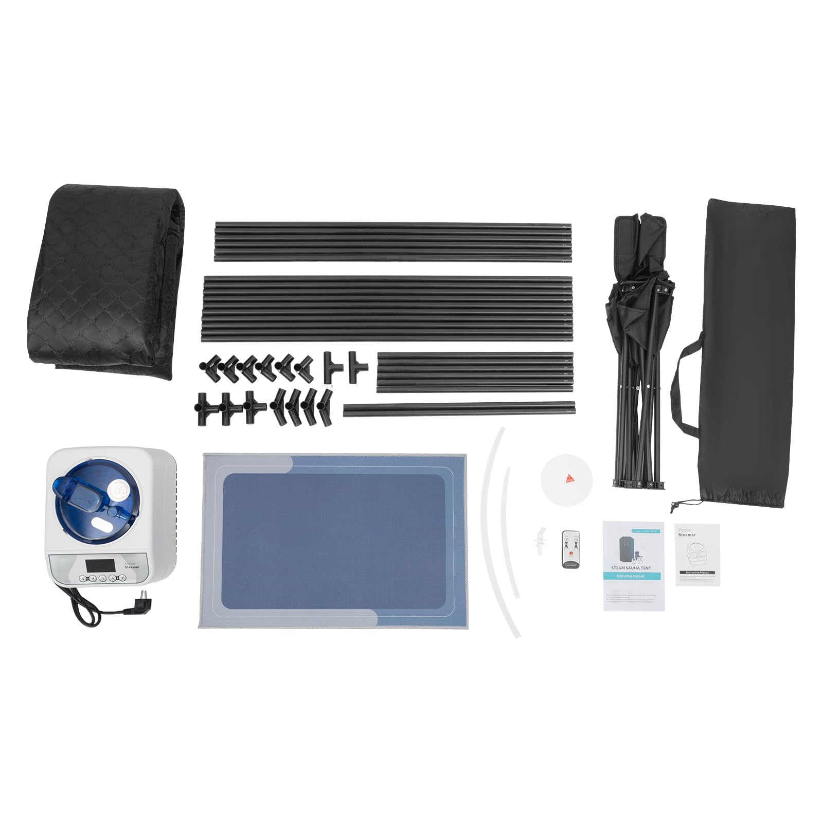 Sauna portátil de vapor 1350 W con vaporizador 3 L, mando a distancia, plegable, 5-60 min, 9 niveles de temperatura