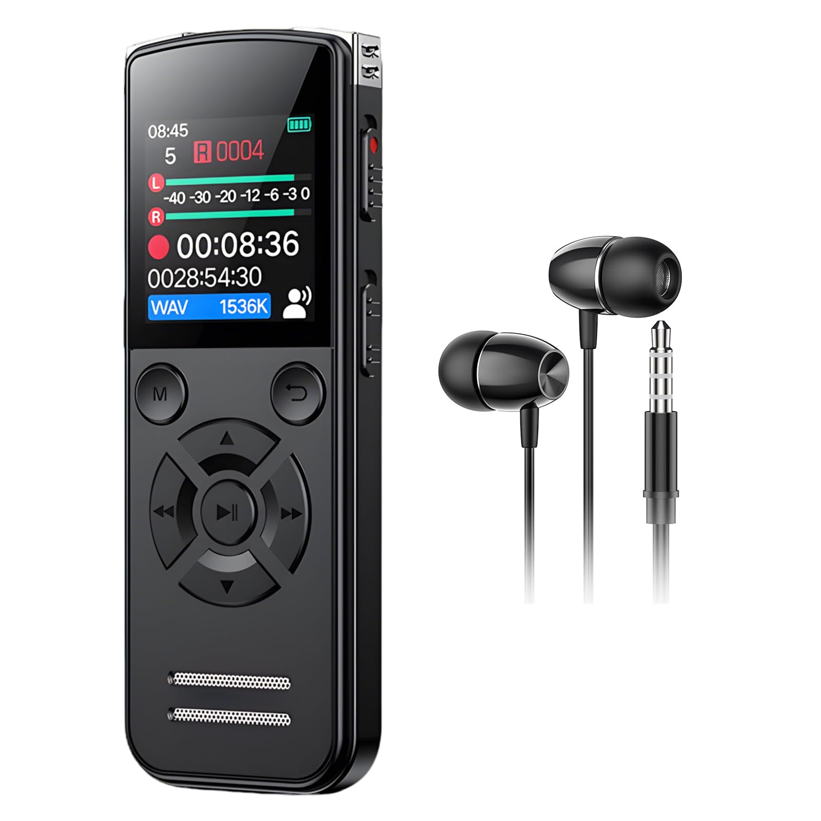 Dictaphone numérique 64 Go - Enregistreur vocal avec lecture - Enregistreur vocal portable USB-C - Mini enregistreur vocal numérique - Pour travail, étude, réunion, interviews