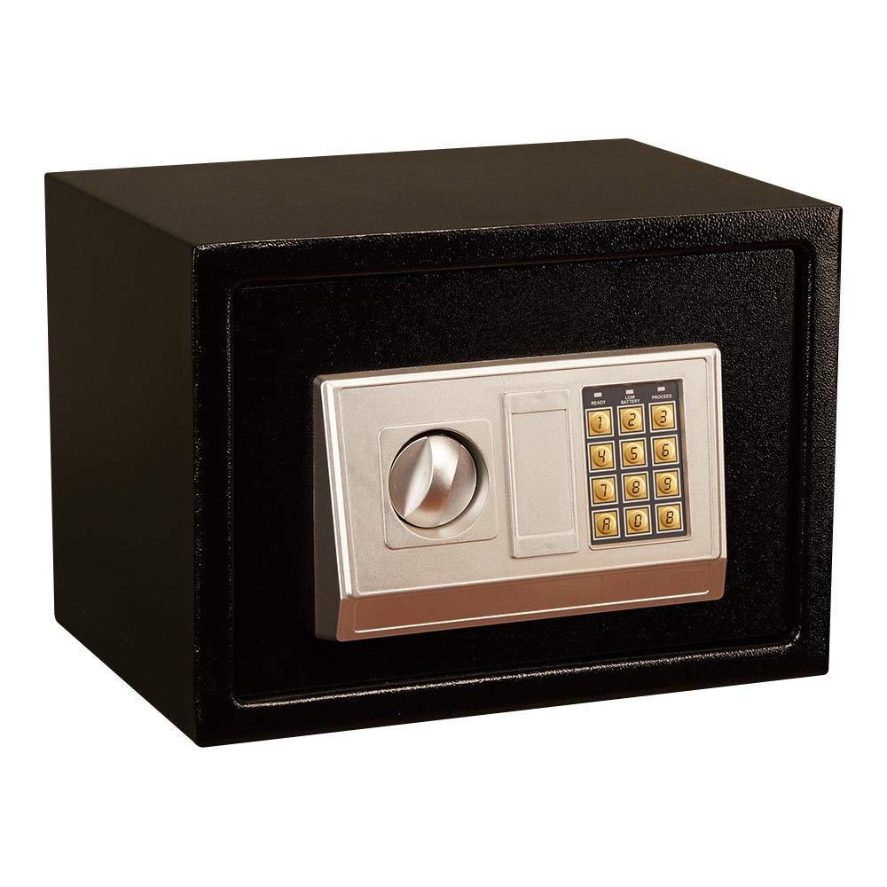 Caja Fuerte Cofre Electrónico Seguridad Caja Fuerte Digital Efectivo Acero Caja Fuerte para Dinero Hogar Negro/Negro/35X25X25Cm