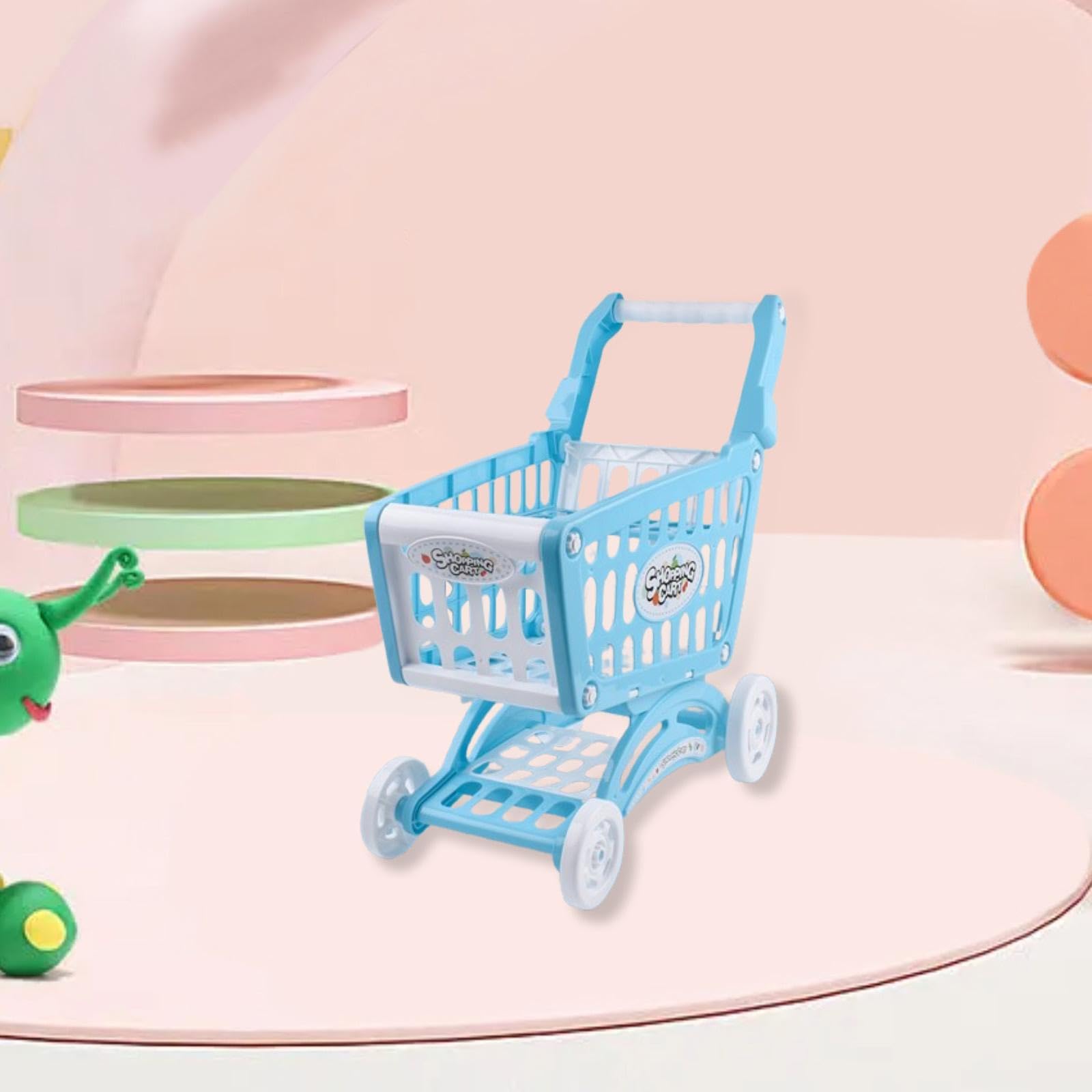 Carrito de Compras para Niños Juguete Carrito Supermercado Juego de Simulación Alimentación Interactiva Material PP Apto para Juegos de rol Educativos, Azul