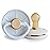 FRIGG Little Viking Natural Rubber Baby Pacifier 2-Pack | Made in Denmark | BPA-Free (Powder Blue/Cream,0-6 Months)