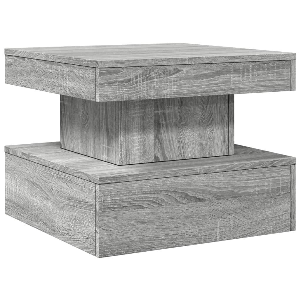 vidaXL Coffee Table with LED Lights, Side Table for Living Room Office Hallway, End Table for Decor, Sofa Table, Modern Style, Grey Sonoma