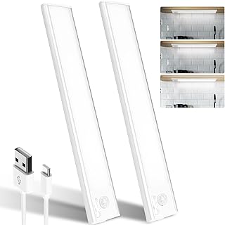 Luz LED com Sensor de Movimento, 24cm, 39 LED para Cozinha sob Móvel, 3 modelos Luz com Sensor de Movimento, 1500mAh 6500K Luzes LED para Cozinha, Lâmpada LED USB Recarrregável, Luz LED Adesiva, Luzes