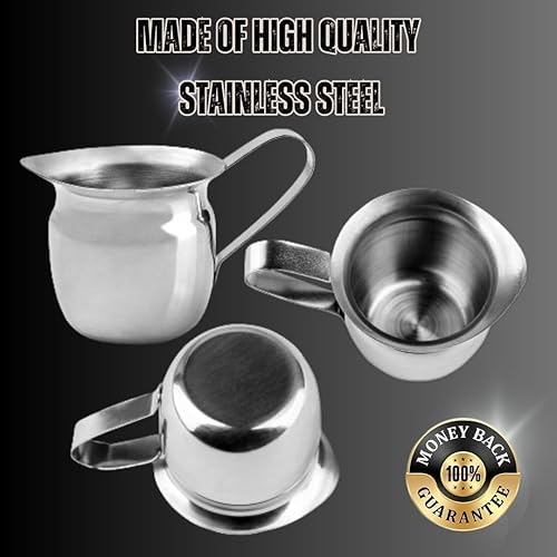 Miniatura 9 de Juego de 12-3oz - Jarras de crema de acero inoxidable, dispensador de leche de restaurante, crema de café de acero inoxidable