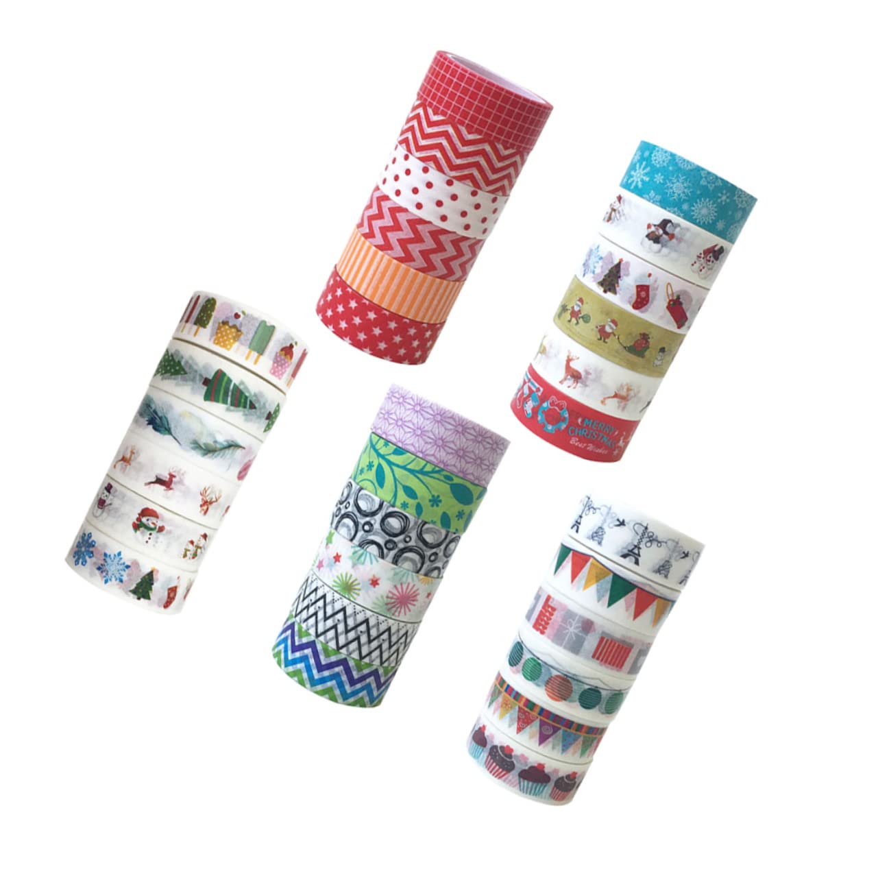 VILLCASE 90rollos Cinta De Washi De Navidad De Cinta Japonesa Dibujos De Personajes Navideños para Manualidades y Scrapbooking