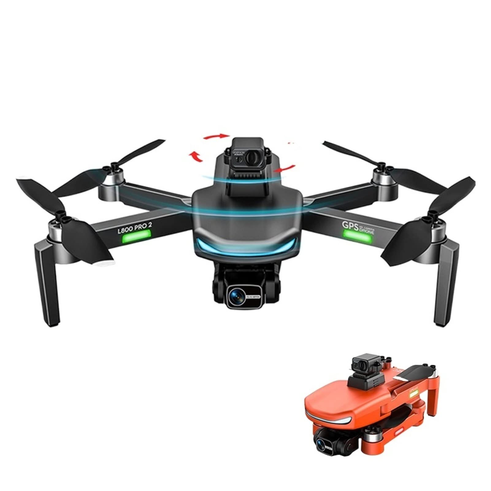 Składany dron Quadcopter GPS Drone 4K Professional 8K HD Podwójna kamera Unikanie przeszkód Trzygimbal Bezszczotkowy składany quadkopter (Kolor : Pomarańczowy 4K Backp 1B Rozmiar: 1) (Pro2 8K Bp 2B 1)