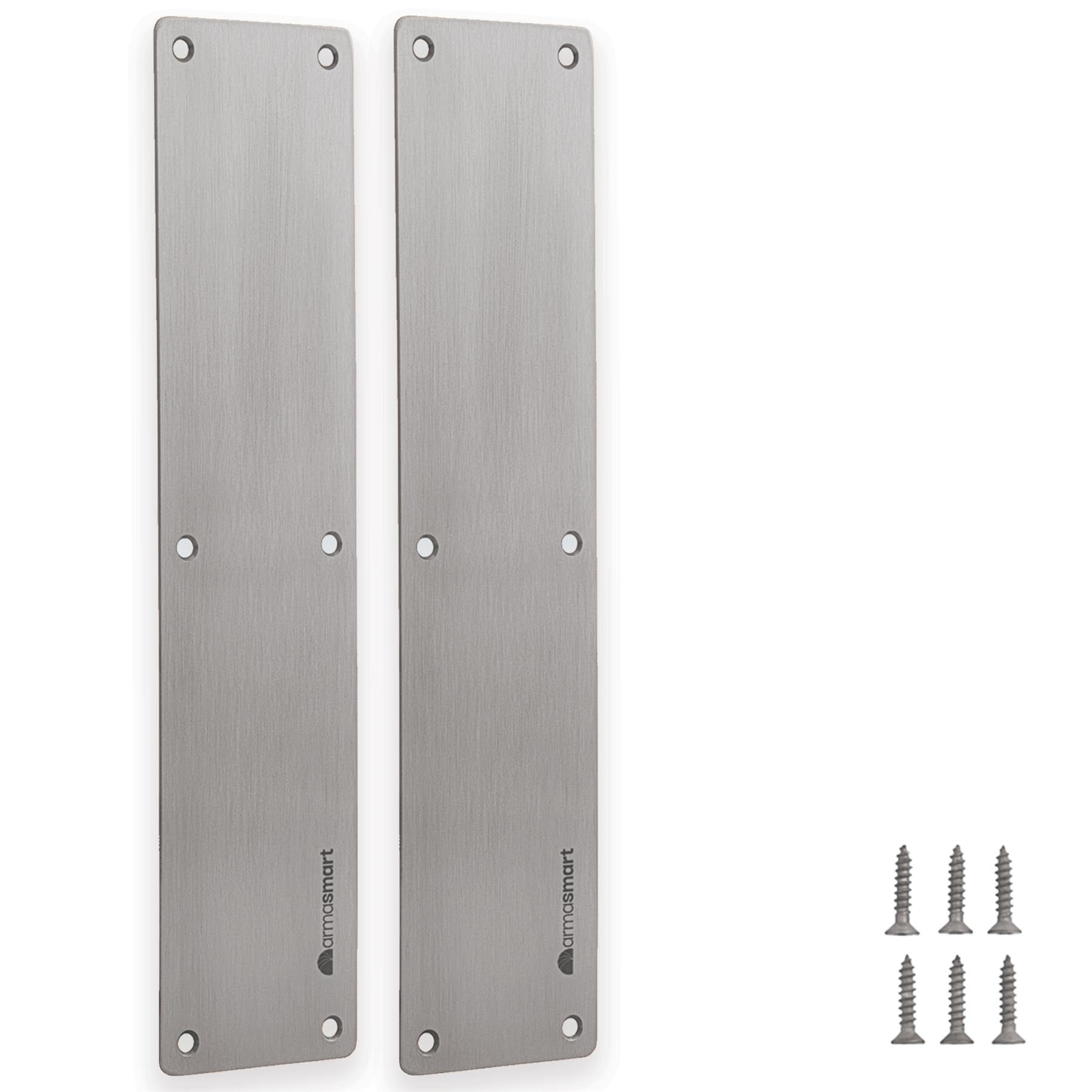 UAP Armasmart® Door Push Plates 330mm (2 Pack) – Antibacterial Finger Plates for Doors, Anti-Tarnish Door Finger Plates for Internal Doors, Ideal for High-Traffic Areas – Brushed Stainless Steel