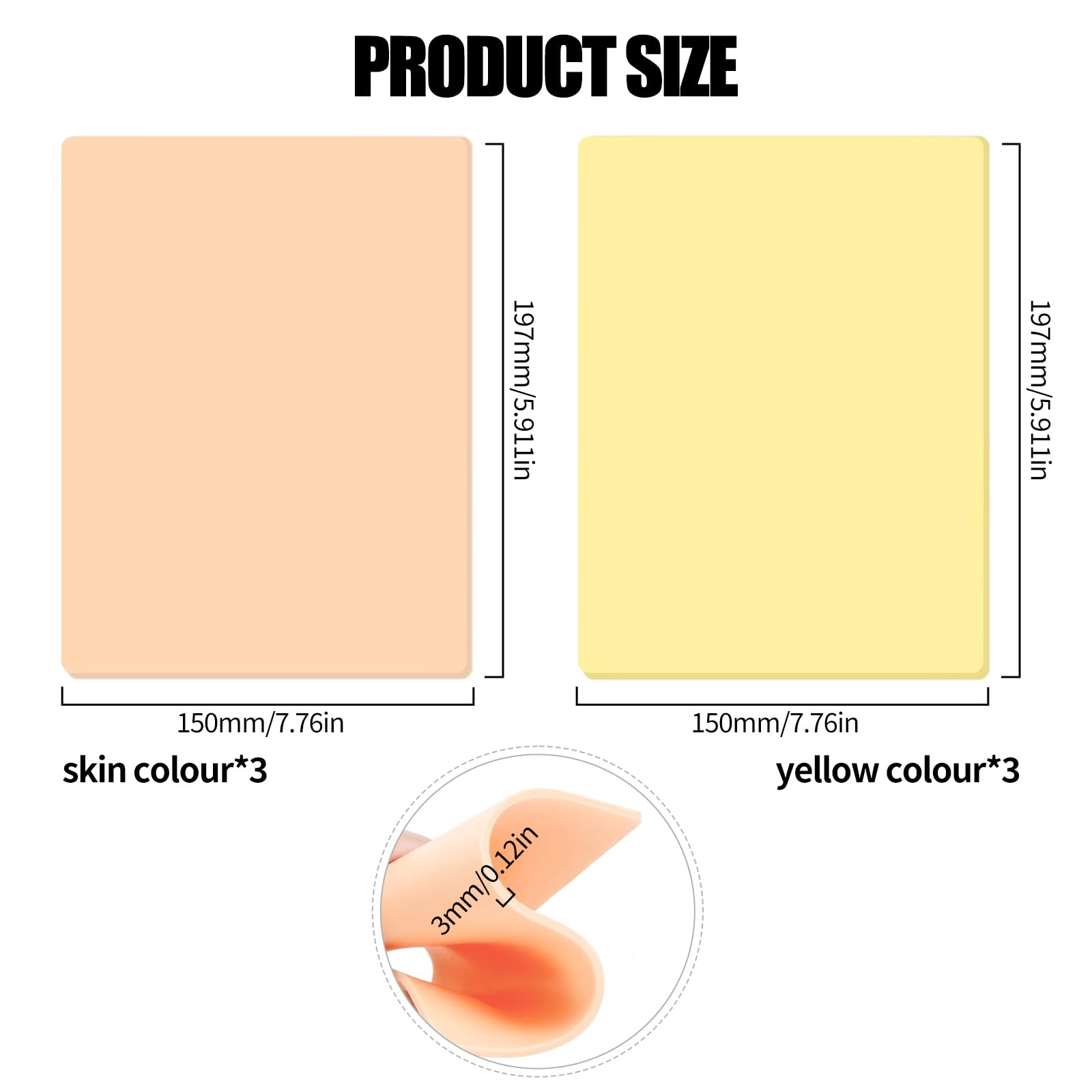 GOWTX 6PCS Blank Tattoo Skin Practice, 3mm, A5, Silicone Pads, Tattoo Practice Stencil - Image 2