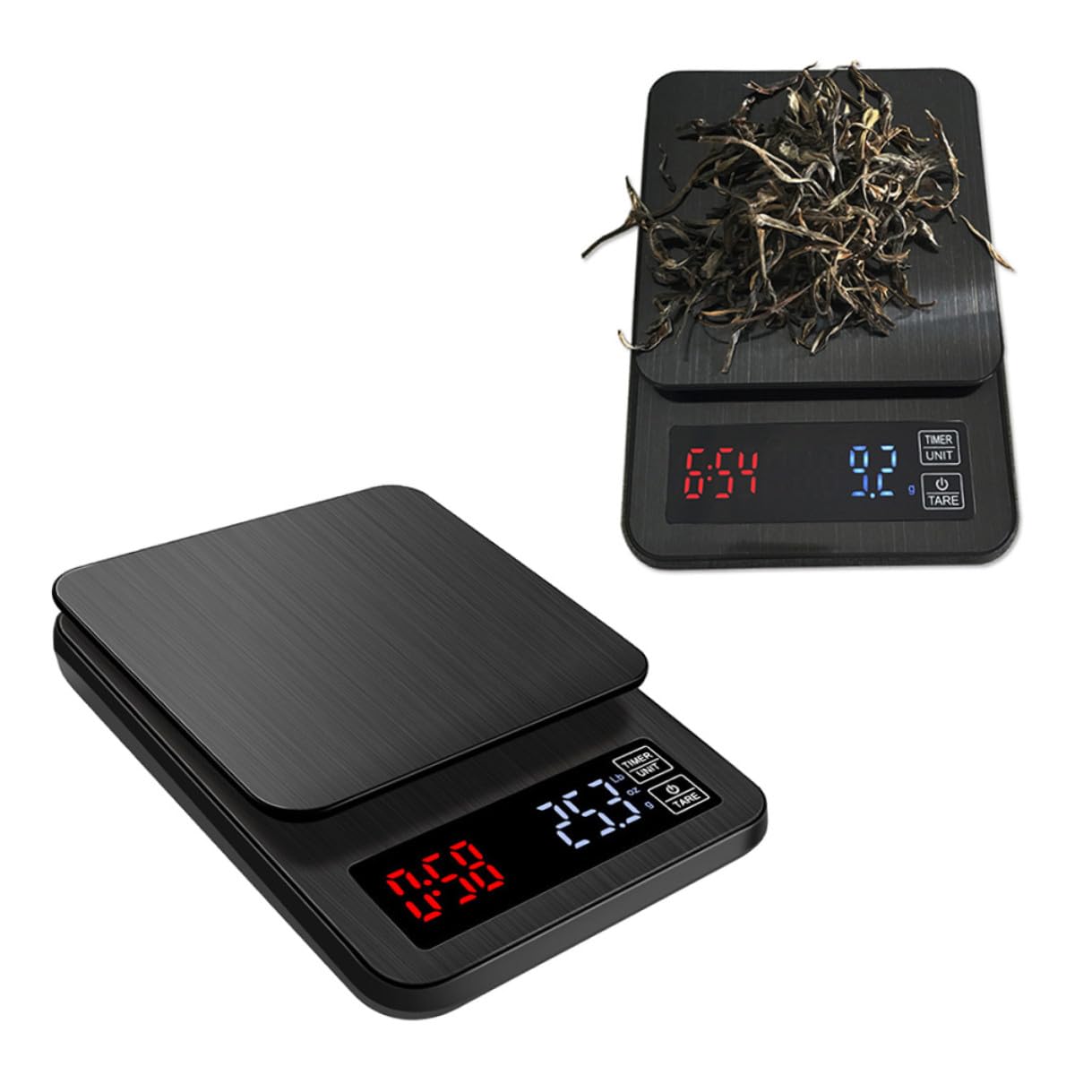 Báscula Digital para Alimentos con Temporizador y Pantalla LED Grande, Capacidad 5kg, Adecuado para Cocinar y Hornear con Sensores de Alta Precisión