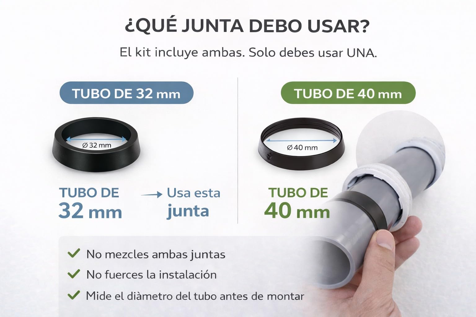 Desatascador Tuberías - Desatascador a Presión – Desatascador de Fregadero Profesional sin Químicos – Limpia Atascos con Presión de Agua – SOLO Tuberías de 32 mm y 40 mm - (Ver video funcionamiento)