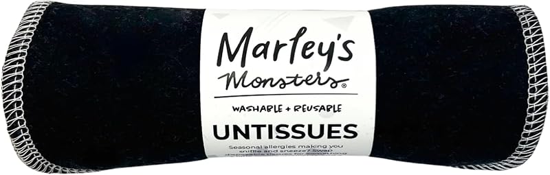 Marley's Monsters UNtissues Lenços Faciais Reutilizáveis de Algodão, 12 unidades, 20,32 cm x 17,78 cm, Preto