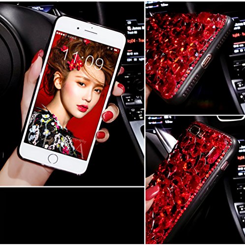 Black Lemon Phone Case For Iphone 7 Plus/Iphone 8 Plus Case For Womens And Girls Soft Silicone Iphone Cases Cover Cute Bling Rhinestones Glitter Diamond Hard Back Rubber Bumper Protective Case (Red) #TOP6