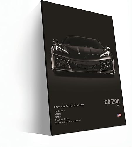 Miniatura 2 de Póster de Supercar Covette C8 Z06, pintura de pared de carreras, lienzo, pósteres de pintura de regalo de cumpleaños, impresiones para decoración de