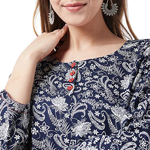 Image of Tissu Women's Green & Pink Floral Printed Kurti