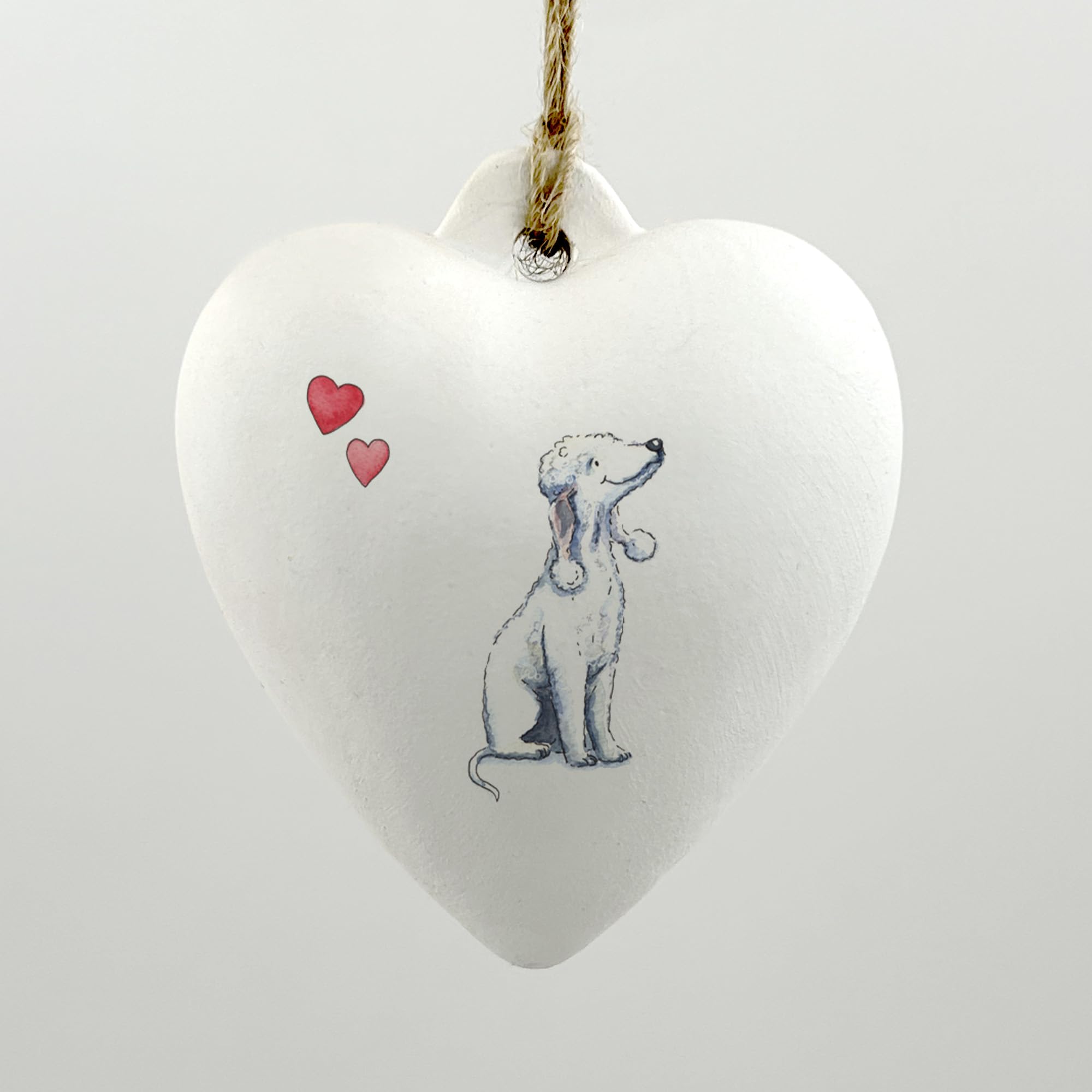 Image Industry Bedlington Terrier Ceramic Heart Bauble - Dog Lovers - Gift for the Home - Hanging Ornament
