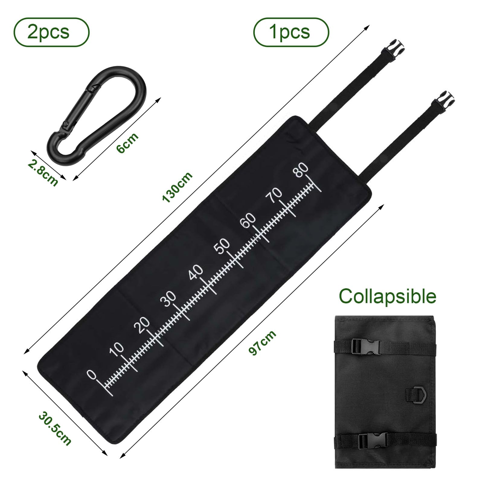 Angeln Abhakmatte 97x30cm Faltbare Fischmatte Fishing Angelzubehör Measure Mat Karpfenmatte mit Maßband Schnalle für Anfänger Angler Outdoor Karpfen Matte Angeln Vermessen von Raubfischen
