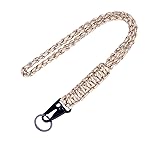 Heavy Duty Braided 550 Paracord Neck Lanyard Keychain for Men Women Outdoor Survival, Parachute Rope Necklace Keychains with HK Clip Key Ring for ID Card Badge Holder, Camera, Wallet and Keys