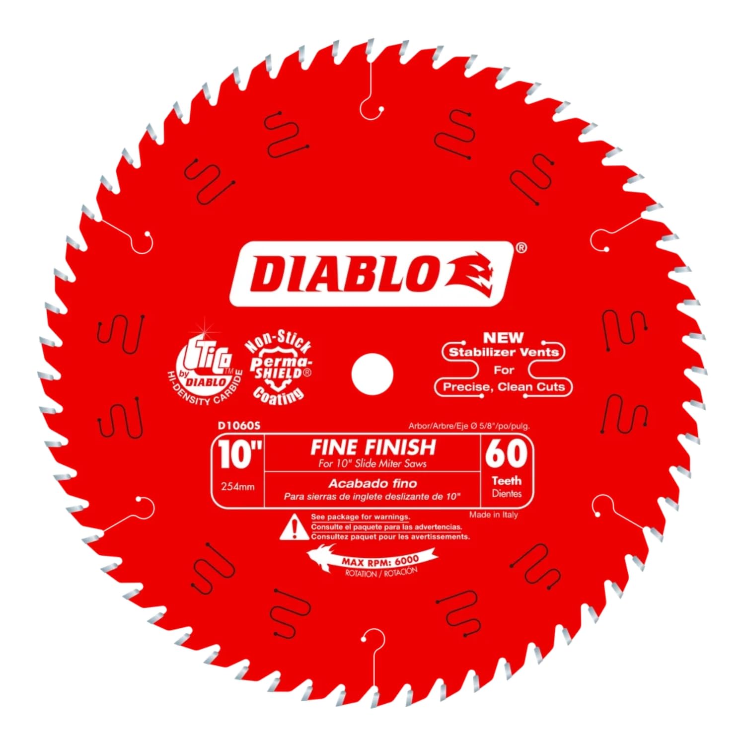 Diablo D1060S: 10" x 60-Teeth Fine Finish Saw Blade for Wood