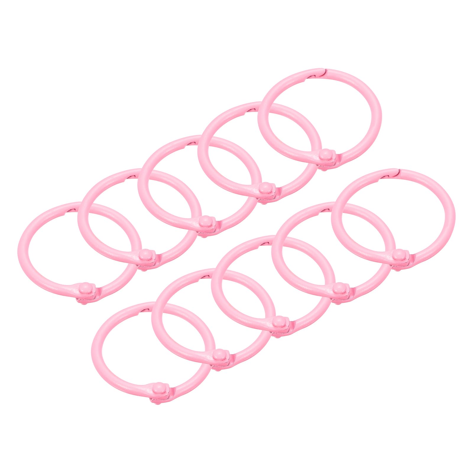 sourcing map Loose-Leaf Binder Rings, 45mm/ 1.8" Metal Book Ring Key Holder for Home, Office Supplies, Pink, 10Pack