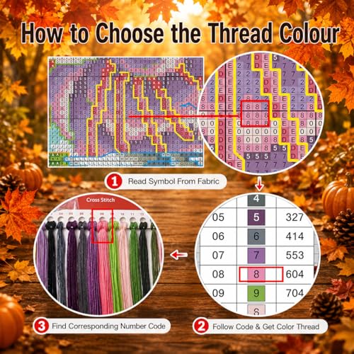 Image of Scarecrow Stamped Cross Stitch Kits for Adults Beginners with Hoop Frame