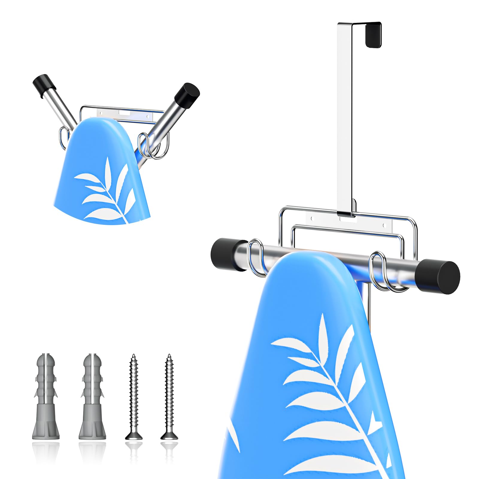 LOXSUN Ironing Board Holder Wall Mount/Over The Door Ironing Board Hanger, Laundry Rooms Iron Board Hook Wall Mount for Y or T Leg