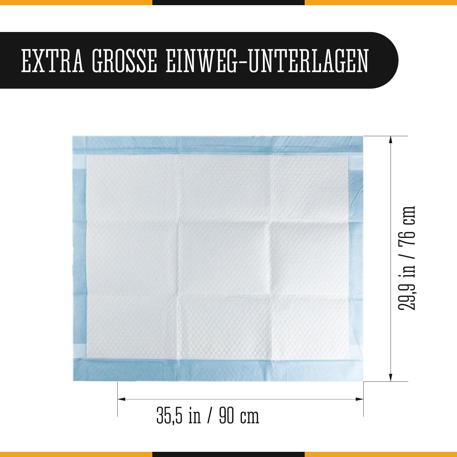 Inkontinenz-Bettschutzauflage Einweg (76 x 90 cm, 50, stück) - Superabsorbierende & wasserdichte Einweg-Bettunterlage für Erwachsene, Senioren & Pflegebetten – Ideal für Matratzen & Sofas