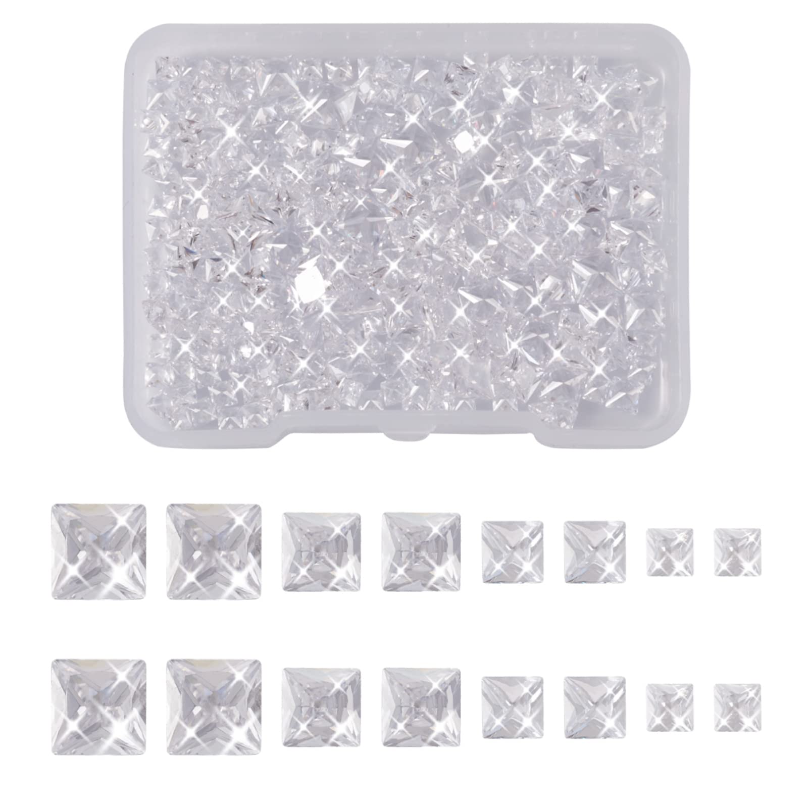 Bestewelry 265pcs Clear Cubic Zirconia Cabochons Stone Grade A Square Faceted Loose Stone Cabochons for Jewellery Making Embellishment โ image 1
