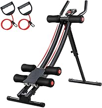 LIFERUN Banc abdominaux pliable, AB Trainer, équipement abdominal à domicile, banc de gym avec moniteur LED, bande de résistance, réglable, plate-forme d'entraînement aux poids de 120 kg