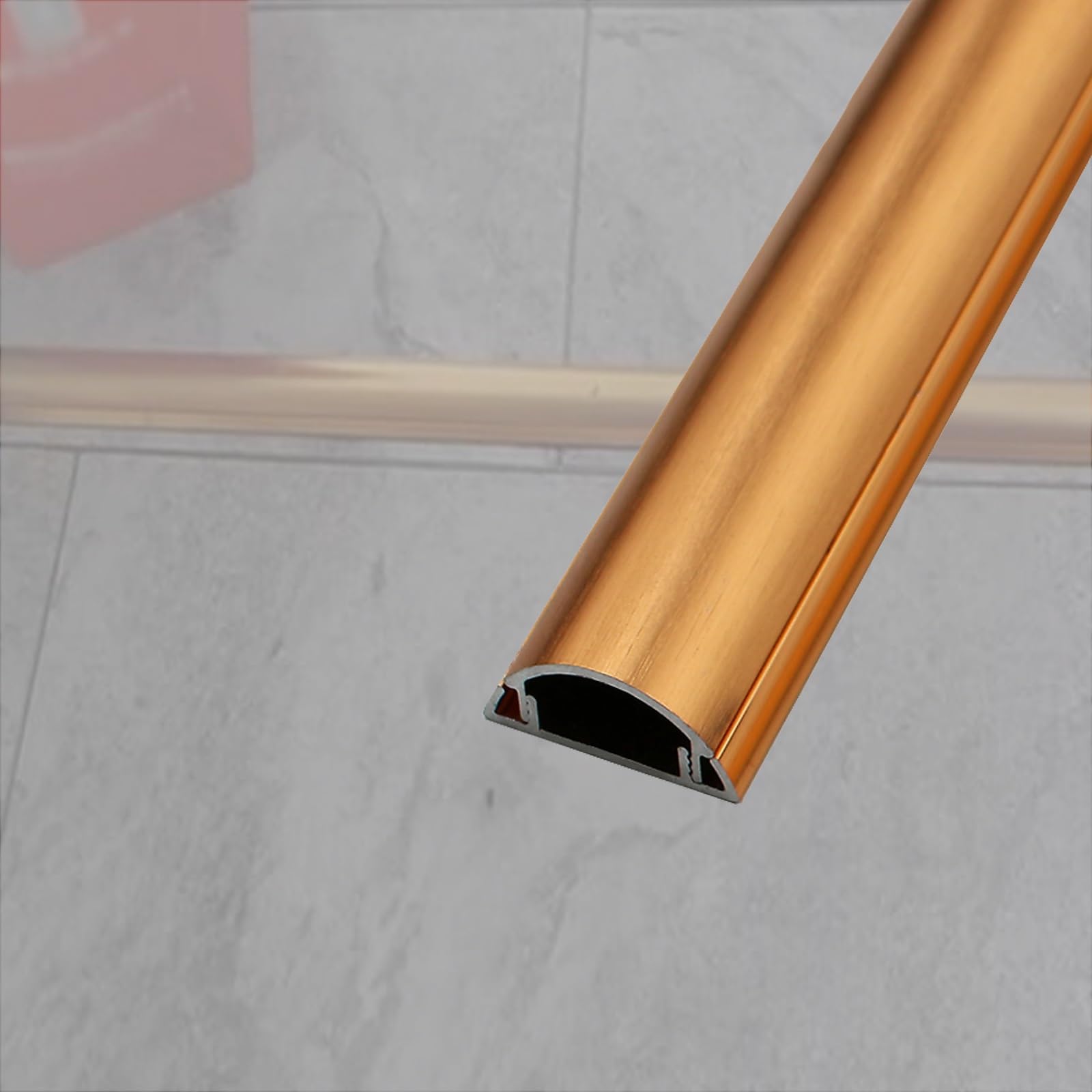 calpestabile passacavi Copricavo Di Alimentazione Autoadesivo, Copricavo In Lega Di Alluminio Color Oro Nero, Per Cavi Da Ufficio/casa A Parete(A-1 pc,L x Outer Width 150cm x 70mm)