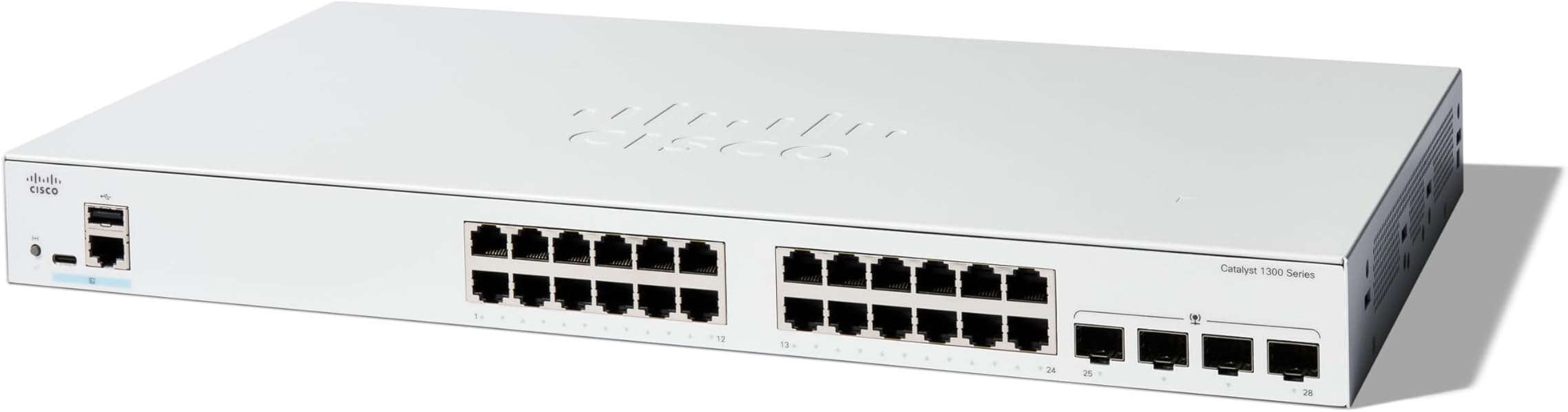 Cisco Catalyst 1300-24T-4G Managed Switch, 24 Port GE, 4x1GE SFP, Limited Lifetime Protection (C1300-24T-4G)