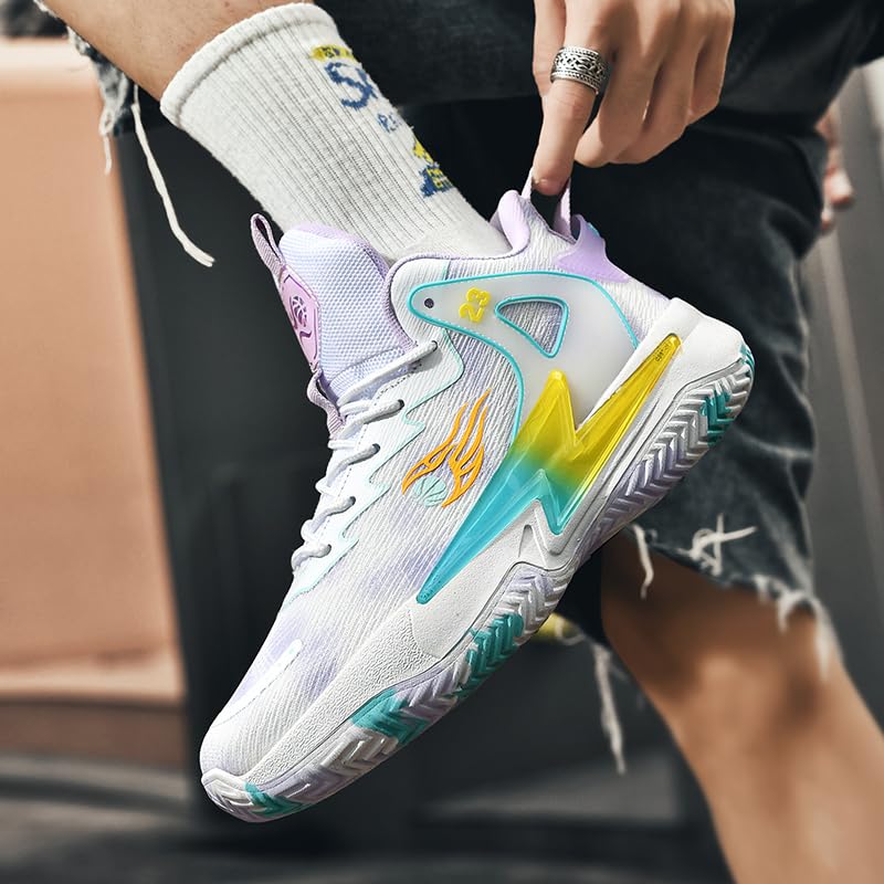 Image of Basketball Shoes for Womens and Mens, Breathable Non Slip Outdoor Casual Unisex-Adult Fashion Sneakers Purple Size 9