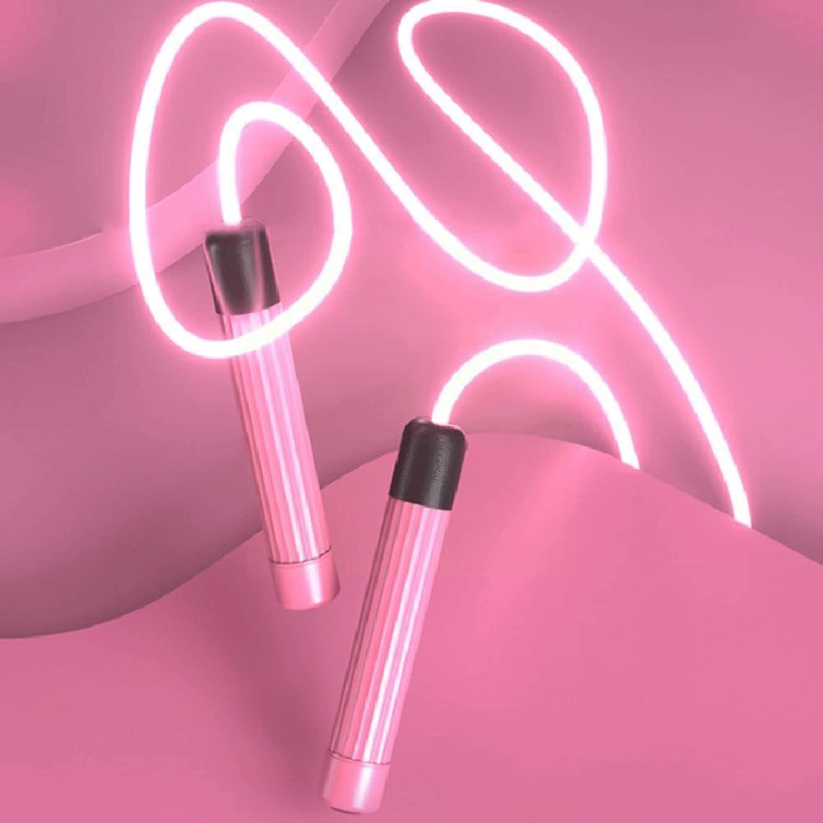 XIANGFATS Cuerda Saltar Nuevo Cable óptico Cordera de luz Nocturna Luminosa sin omitir Saltar batería para Adultos Ajustable (Color : Pink)