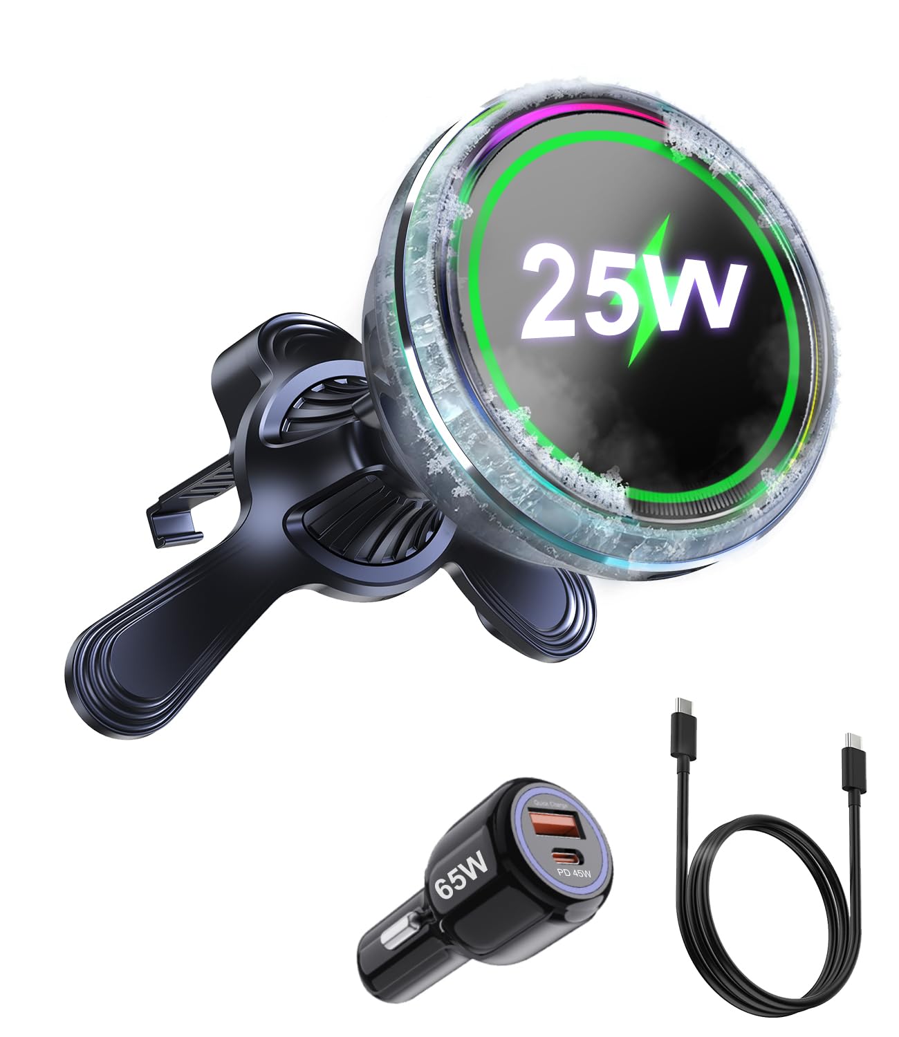冷却ファンセット 充電式12V 充電器付 Amazon.co.jp: Koolehaoda Qi2.2認証 25W充電 magsafe車載ホルダー