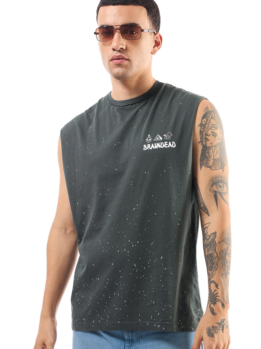 bewakoof Men's Graphic Printed Oversized Fit Sleeveless Round Neck Cotton Vest-picture-21