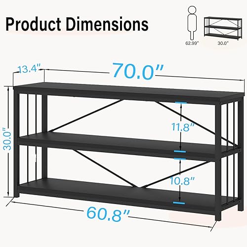 Miniatura 72 de LVB Mesa consola negra, mesa de entrada moderna para pasillo sala de estar, mesa de sofá industrial detrás del sofá, mesa de entrada de metal de