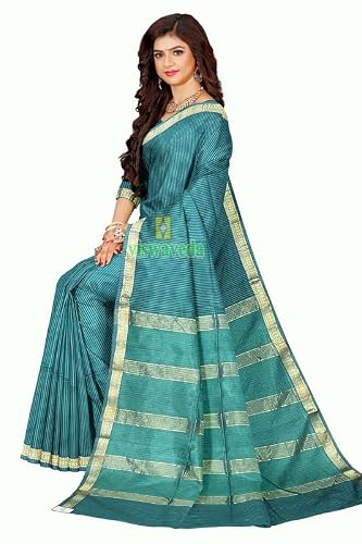 Viswaveda green maheshwari cotton silk saree – image 2