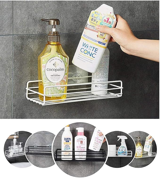 (Pack of 1, Multicolor) Metal Bathroom Kitchen Shelf Wall Hanging Storage Organizer Shower Caddy Kitchen Rack Self with Shampoo, Soap Holder, Magic Sticker 4
