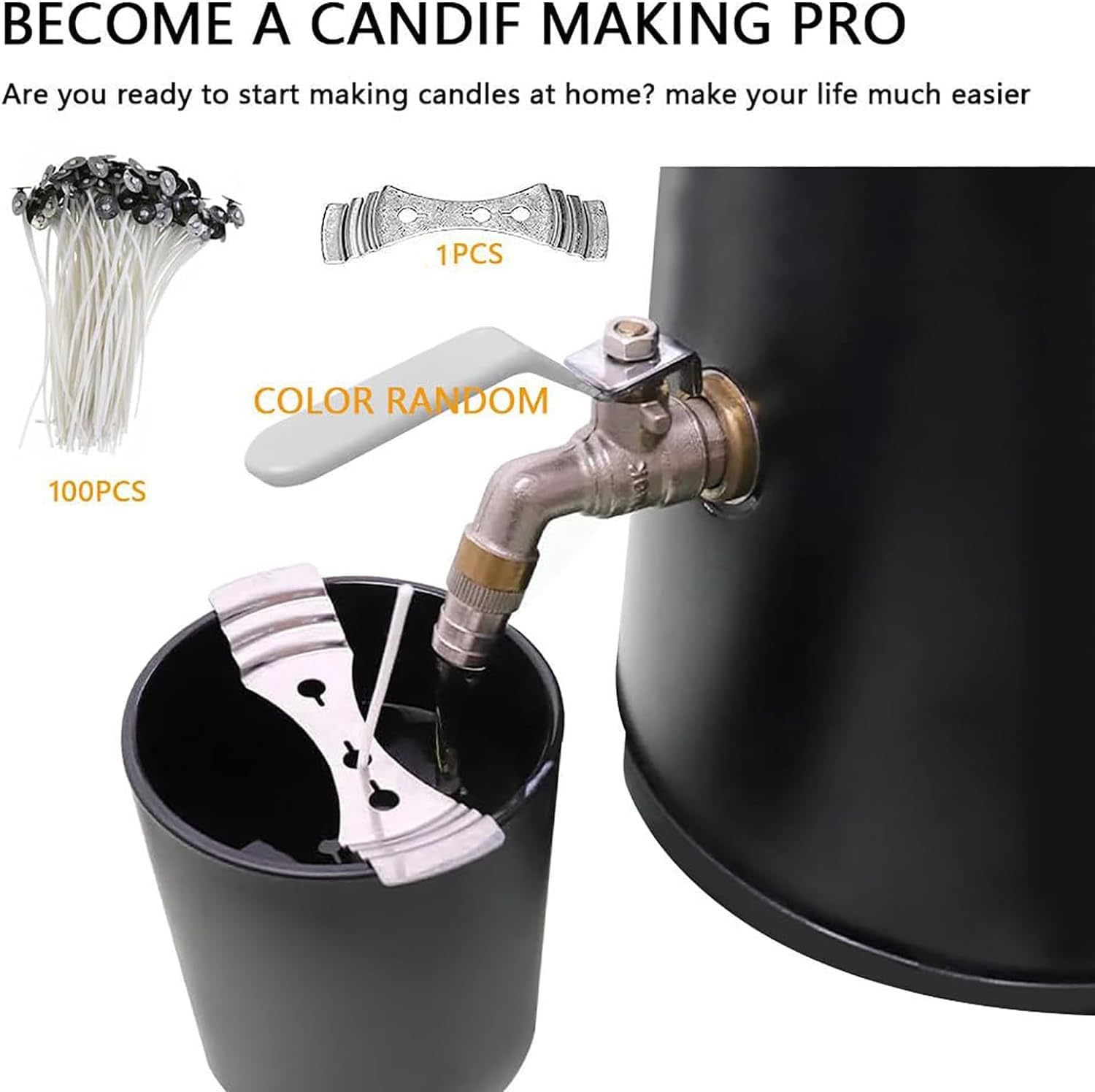 Derretidor de cera for hacer velas, de 5 a 10 litros, crisol de cera grande con pico for base de jabón de cera de soja, suministros for hacer velas, fácil de verter, antiadherente y temperaturas(8L)