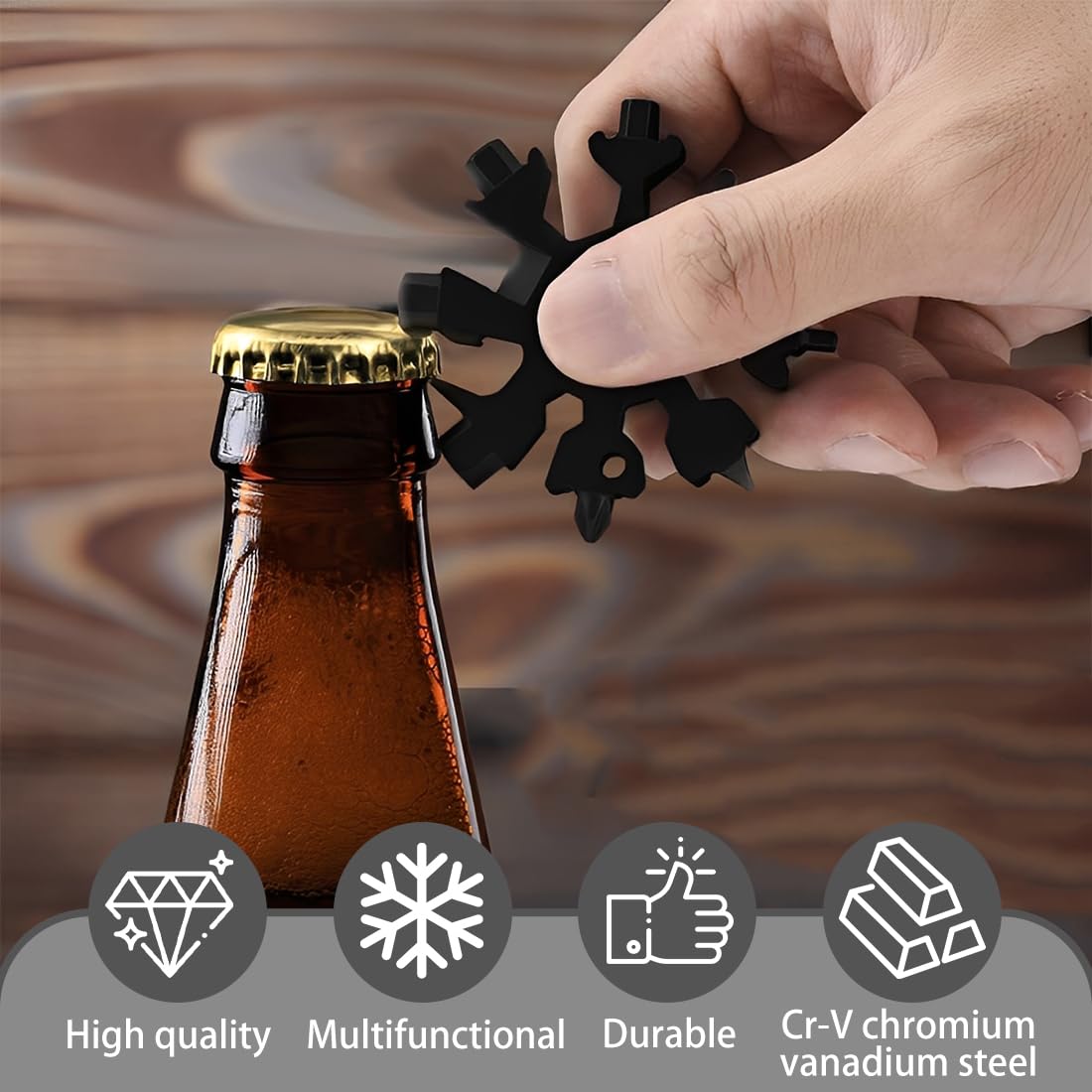 18-In-1 Multi-Tool Snowflake, Multi Attrezzo In Acciaio Portatile, Portachiavi Fiocco Di Neve, Strumento Fiocco Di Neve, Attrezzo Per All'Aperto Campeggio Avventura