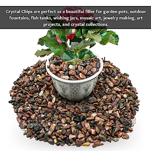 Image of Amazing Gemstone Rhodonite Crystal Chips Aquarium Gravel Rocks - 1000+ Carat Bloodstone Chips Bulk Fish Tank Gravel, Small Tumbled Stone Chips and Tiny Crystals for Decoration (AAA Grade Gemstones)