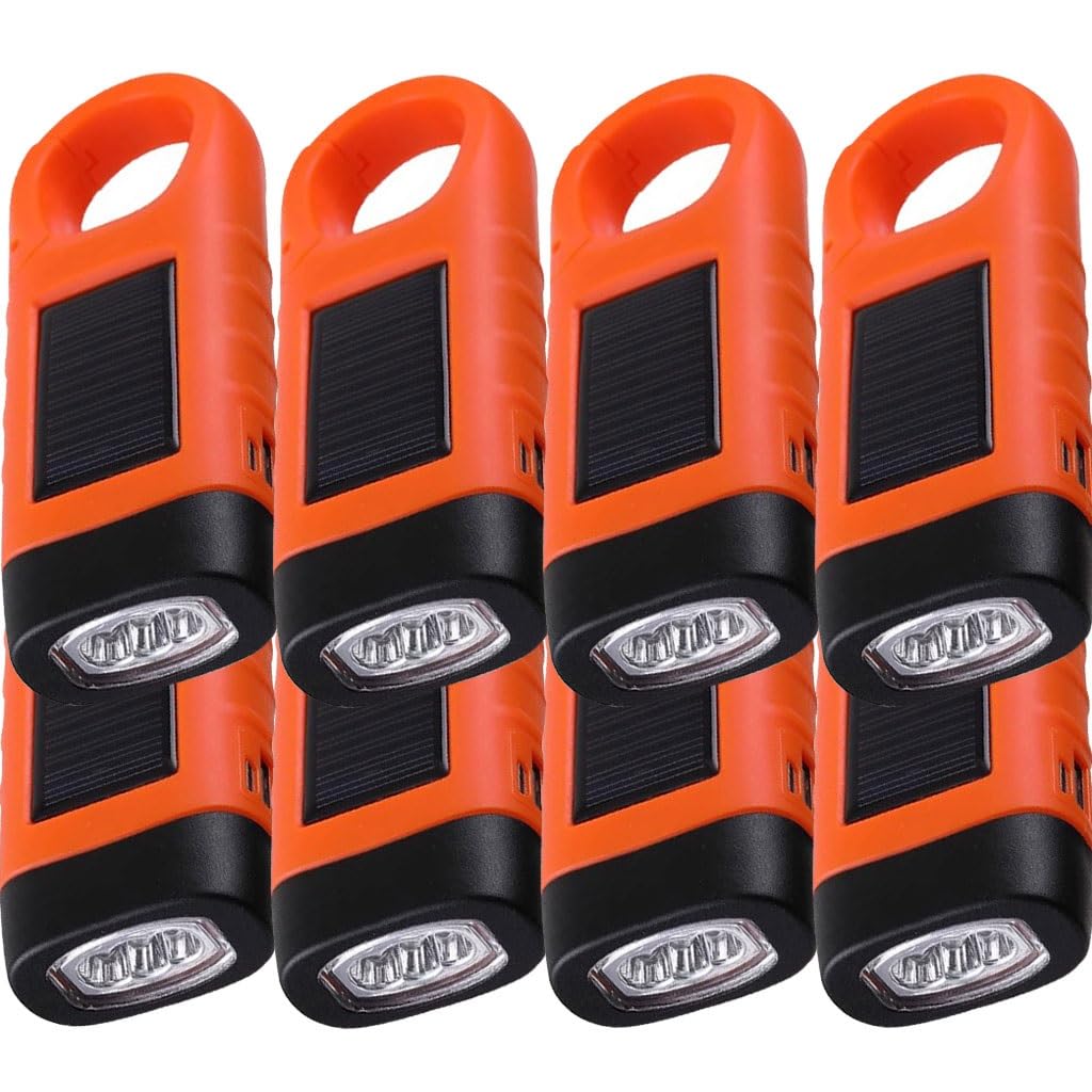 Torcia Elettrica A Manovella da 2/4/6/8/10 Pezzi, Torce Elettriche di Sopravvivenza Alimentate Ad Energia Solare, Torcia Elettrica Manuale per Salvataggio di Emergenza All'aperto(Orange Color,Set 4)