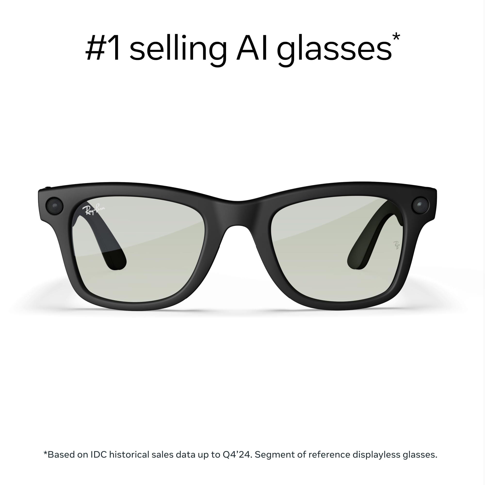 Meta Ray-Ban (Gen 1), Wayfarer, Matte Black | Smart AI Glasses for Men, Women. 12 MP Ultra-Wide Camera, Open-Ear Speakers for Audio, Video Recording & Bluetooth. Transitions® Graphite Green Lenses. — Amazon image 2