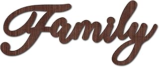 CREATCABIN Cutout Sign Family Letter Wooden Wall Art Decor Wood Word Sculpture Signs Rustic Unfinished for Housewarming Home Farmhouse Front Door Entryway Wall Decoration Brown 11.3 x 4.7inch