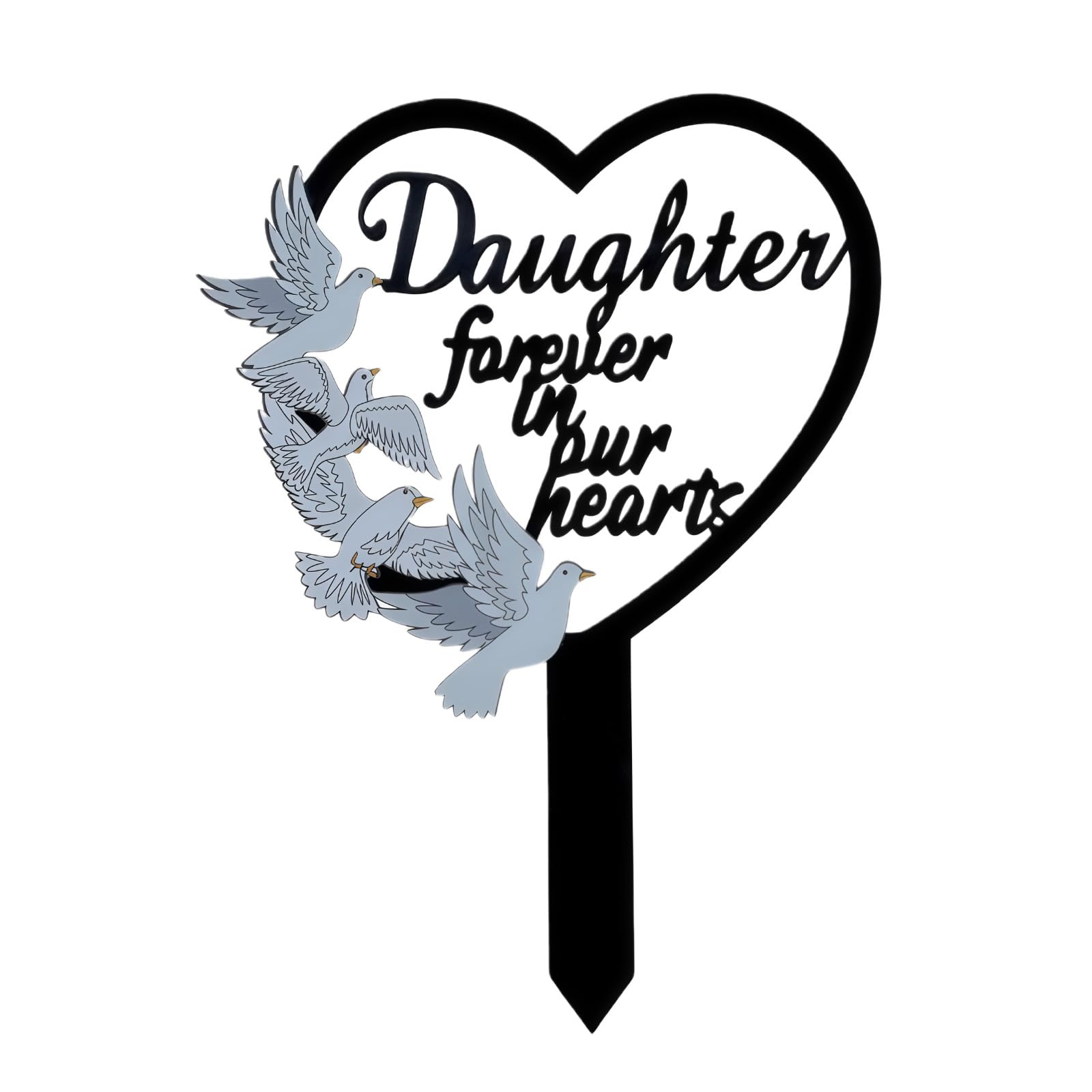 Bigtree Daughter Metal Memorial Stake Grave Dove Decorations For Cemetery Gravesite Sympathy Markers Waterproof Memorial Gifts For Loss Of Tombstones Plaque Outdoors Lawn Yard Decor (Daughter)