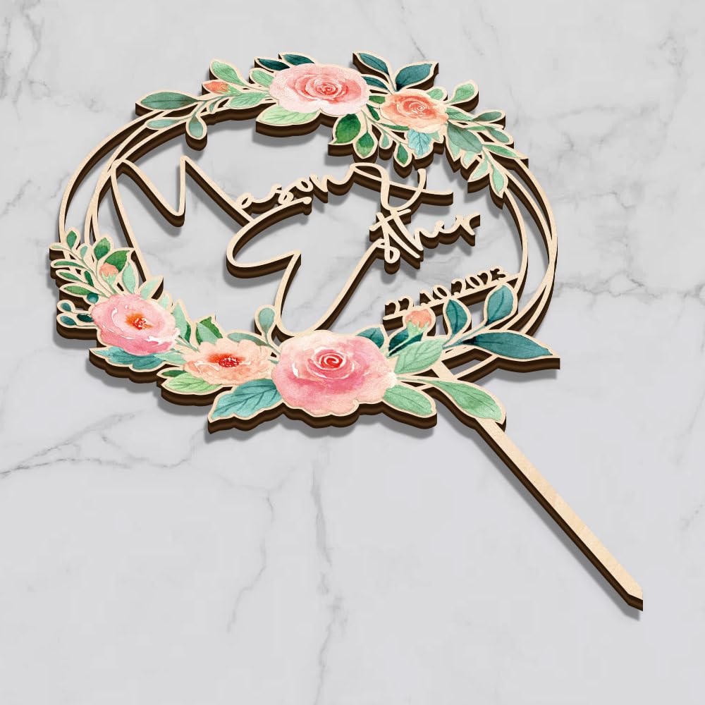 Personalisierter Hochzeit Cake Topper Aus Holz & Acryl – Mit Namen, Initialen & Datum Für Die Hochzeitstorte