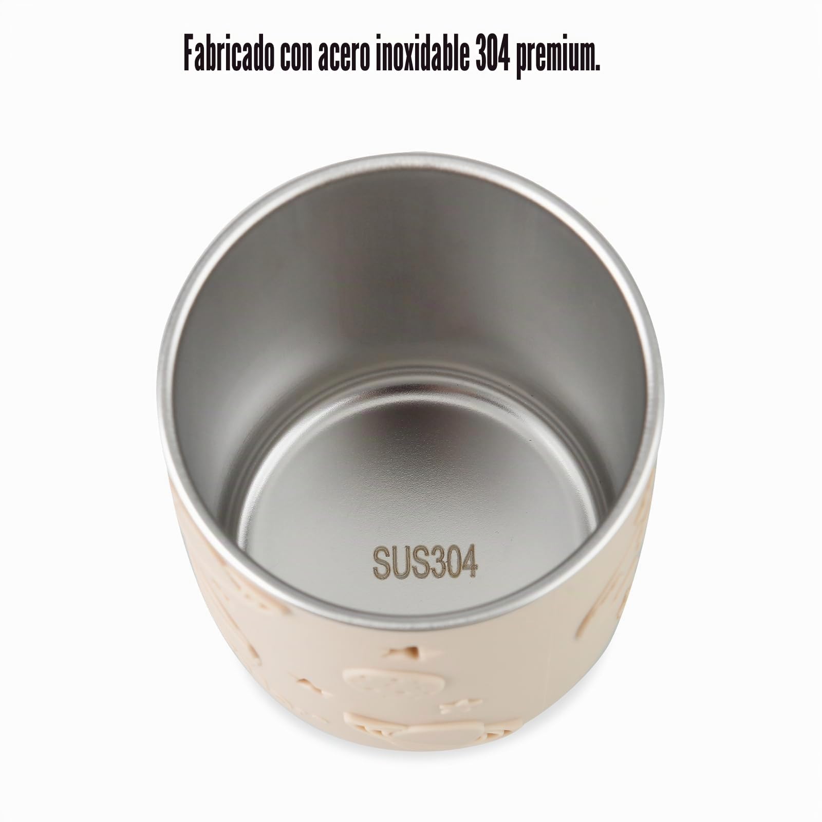 PandaEar Paquete De 2 Vasos De Acero Inoxidable Para Niños Con Tapas Y Fundas De Silicona | 260 ml Vasos Antiderrames Con Tope Para Pajilla Y Pajillas Suaves Para La Dentición De Bebés (Beige Y Rosa)
