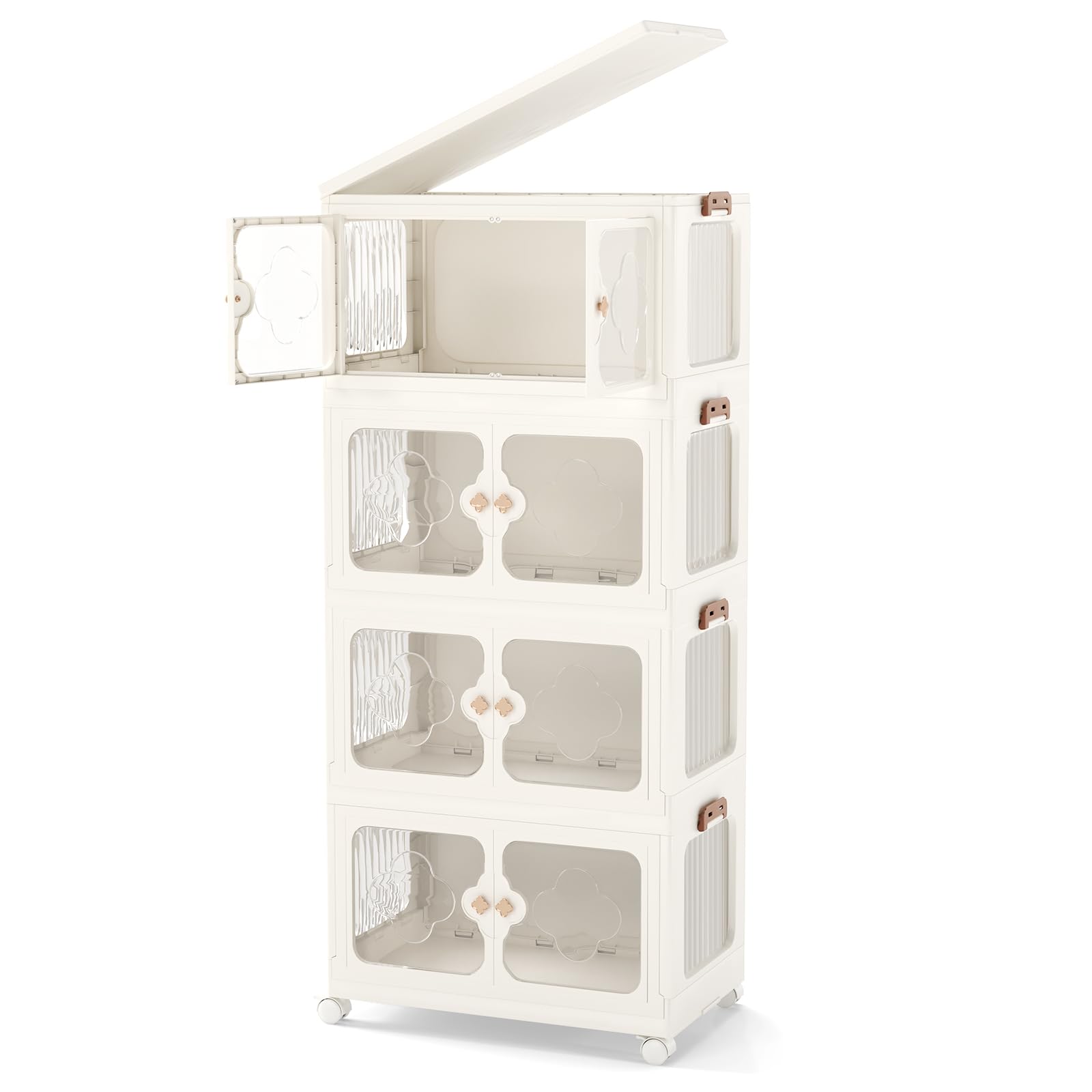 COSTWAY 210L Stapelbare Opbergdozen Opvouwbare Opbergdoos met Deksel