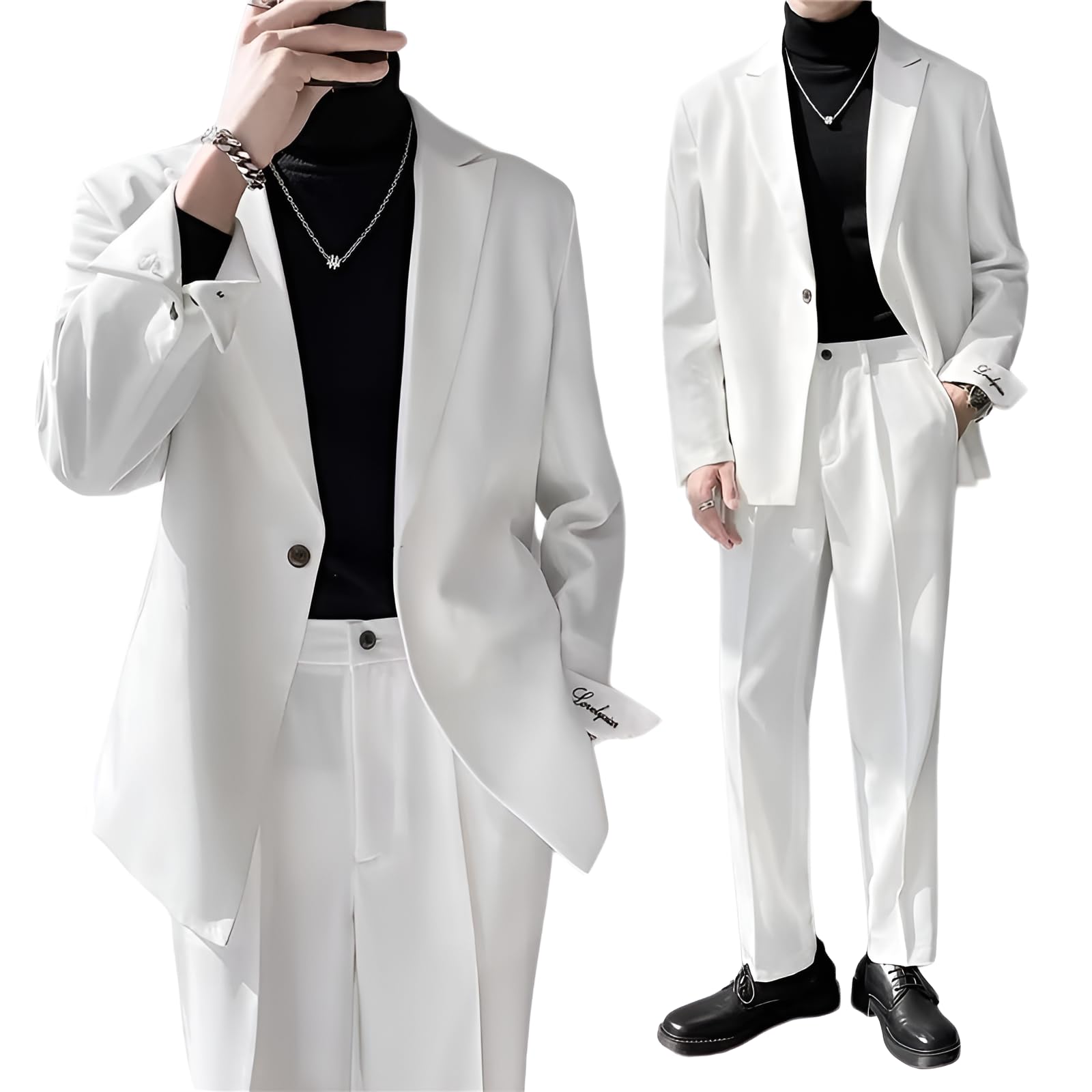 Amazon.co.jp: [Caividom] メンズ カジュアルスーツ セットアップ 春秋
