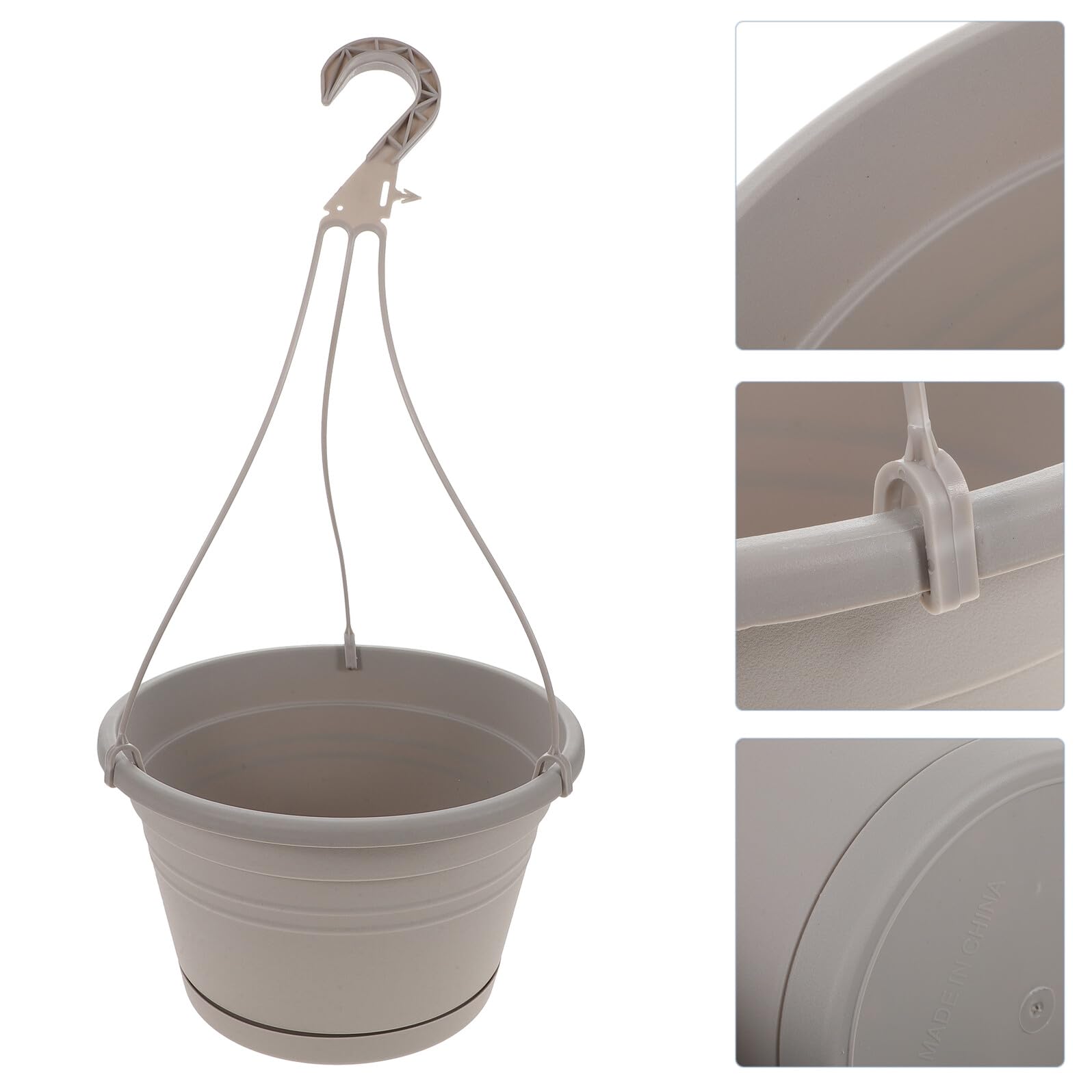 Set 3 Pezzi Vasi Appesi in Plastica per Piante da Balcone e Giardino, Portavasi Sospesi Multifunzionali Ganci per Decorazione Casa e Esterni